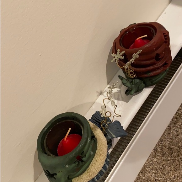 Set of snowman head candle holders. - Picture 3 of 3